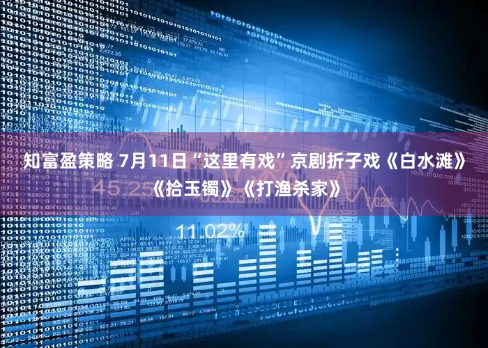 知富盈策略 7月11日“这里有戏”京剧折子戏《白水滩》《拾玉镯》《打渔杀家》